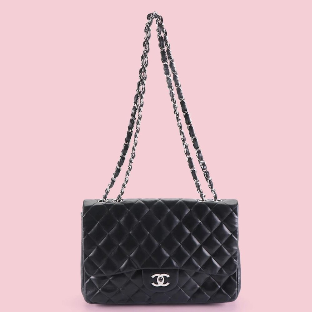 Chanel Black Quilted Lambskin Jumbo Single Flap Bag - Picture 2 of 7